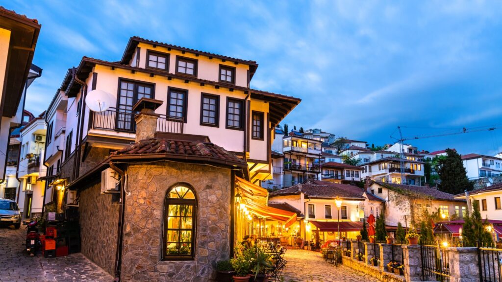 Traditionelle Häuser in Ohrid, Mazedonien